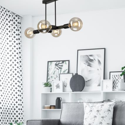 Hanglamp met vaste pendel ASTRID 4xE27/60W/230V zwart