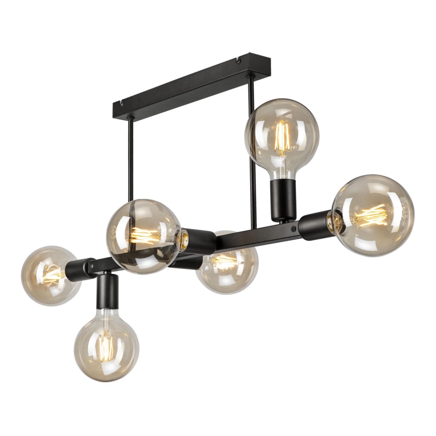 Hanglamp met vaste pendel ASTRID 6xE27/60W/230V zwart