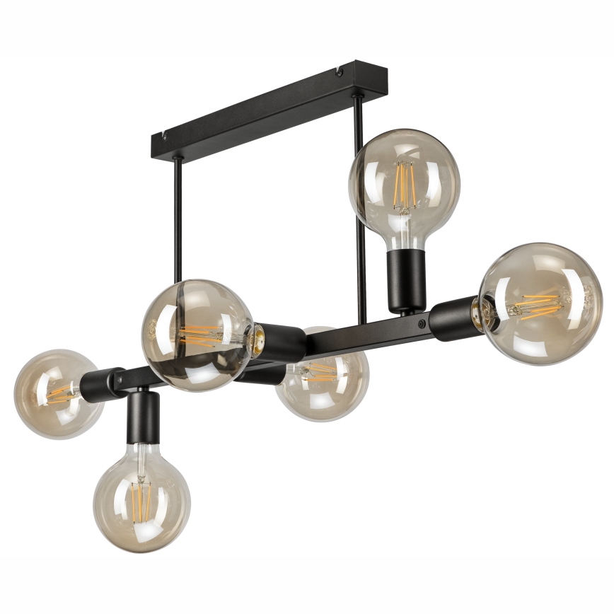 Hanglamp met vaste pendel ASTRID 6xE27/60W/230V zwart