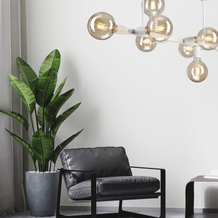 Hanglamp met vaste pendel ASTRID 8xE27/60W/230V wit