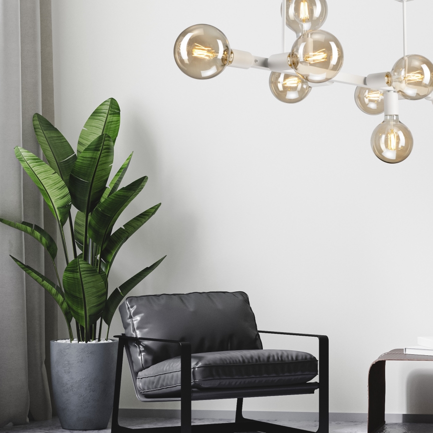 Hanglamp met vaste pendel ASTRID 8xE27/60W/230V wit