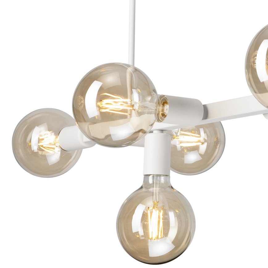 Hanglamp met vaste pendel ASTRID 8xE27/60W/230V wit