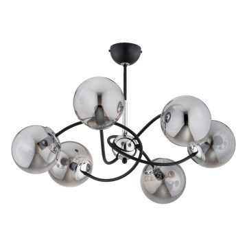 Hanglamp met vaste pendel AURORA 6xE14/10W/230V zwart/glanzend chroom