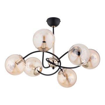 Hanglamp met vaste pendel AURORA 6xE14/10W/230V zwart/goud