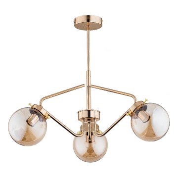 Hanglamp met vaste pendel BARSUM 3xE14/10W/230V goud