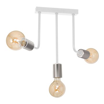 Hanglamp met vaste pendel CANDELA 3xE27/15W/230V wit/glanzend chroom