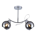 Hanglamp met vaste pendel CONNOR 2xE27/15W/230V glanzend chroom/grijs