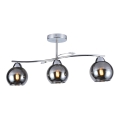 Hanglamp met vaste pendel CONNOR 3xE27/15W/230V glanzend chroom/grijs