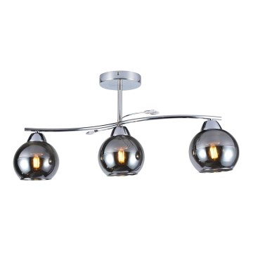 Hanglamp met vaste pendel CONNOR 3xE27/15W/230V glanzend chroom/grijs