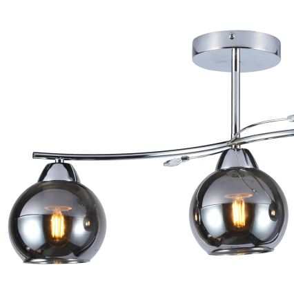 Hanglamp met vaste pendel CONNOR 3xE27/15W/230V glanzend chroom/grijs