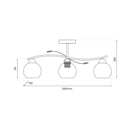 Hanglamp met vaste pendel CONNOR 3xE27/15W/230V glanzend chroom/grijs