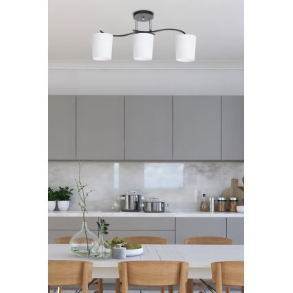 Hanglamp met vaste pendel ESNYR 3xE27/40W/230V zwart/wit