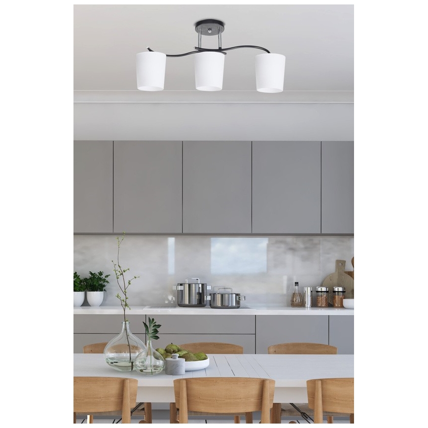 Hanglamp met vaste pendel ESNYR 3xE27/40W/230V zwart/wit