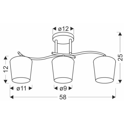 Hanglamp met vaste pendel ESNYR 3xE27/40W/230V zwart/wit