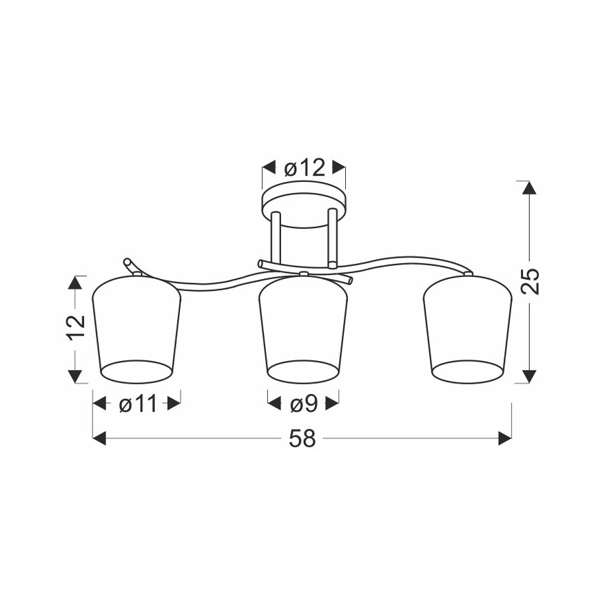 Hanglamp met vaste pendel ESNYR 3xE27/40W/230V zwart/wit