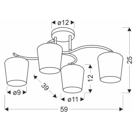 Hanglamp met vaste pendel ESNYR 4xE27/40W/230V zwart/wit