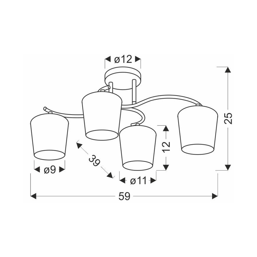 Hanglamp met vaste pendel ESNYR 4xE27/40W/230V zwart/wit