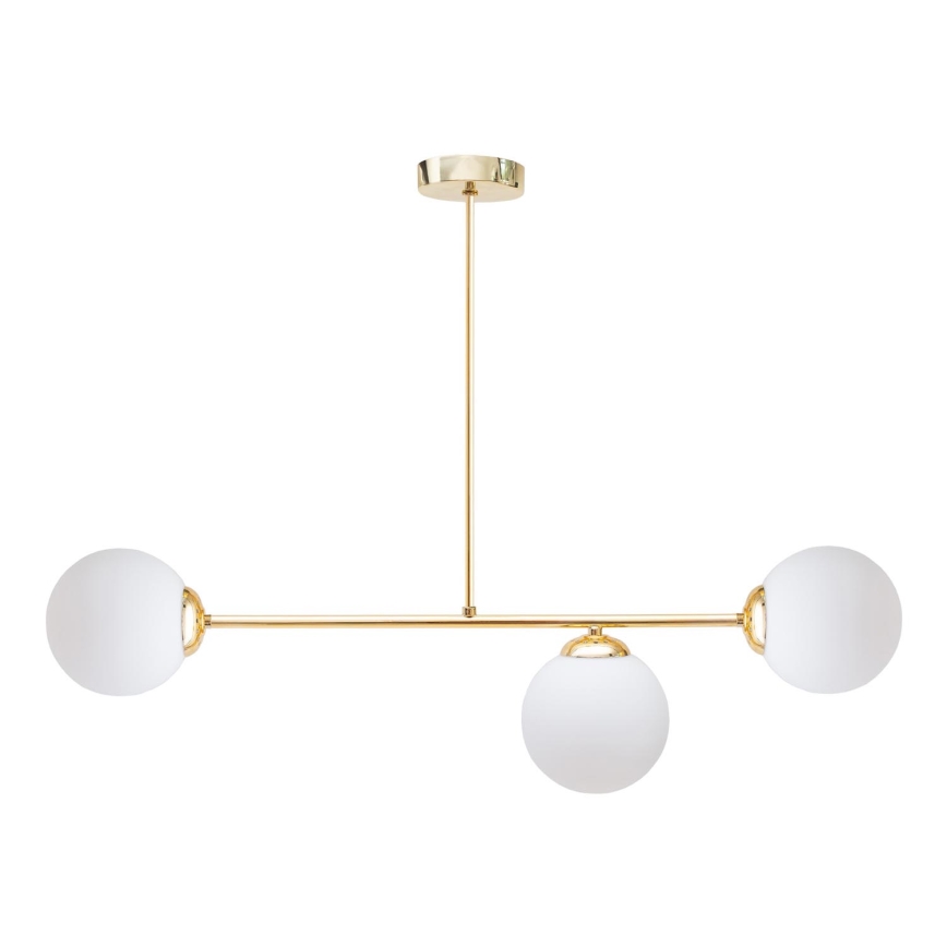 Hanglamp met vaste pendel FIRA 3xE27/60W/230V goud