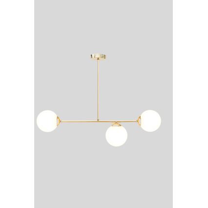 Hanglamp met vaste pendel FIRA 3xE27/60W/230V goud