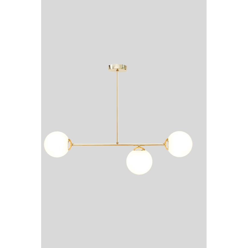 Hanglamp met vaste pendel FIRA 3xE27/60W/230V goud
