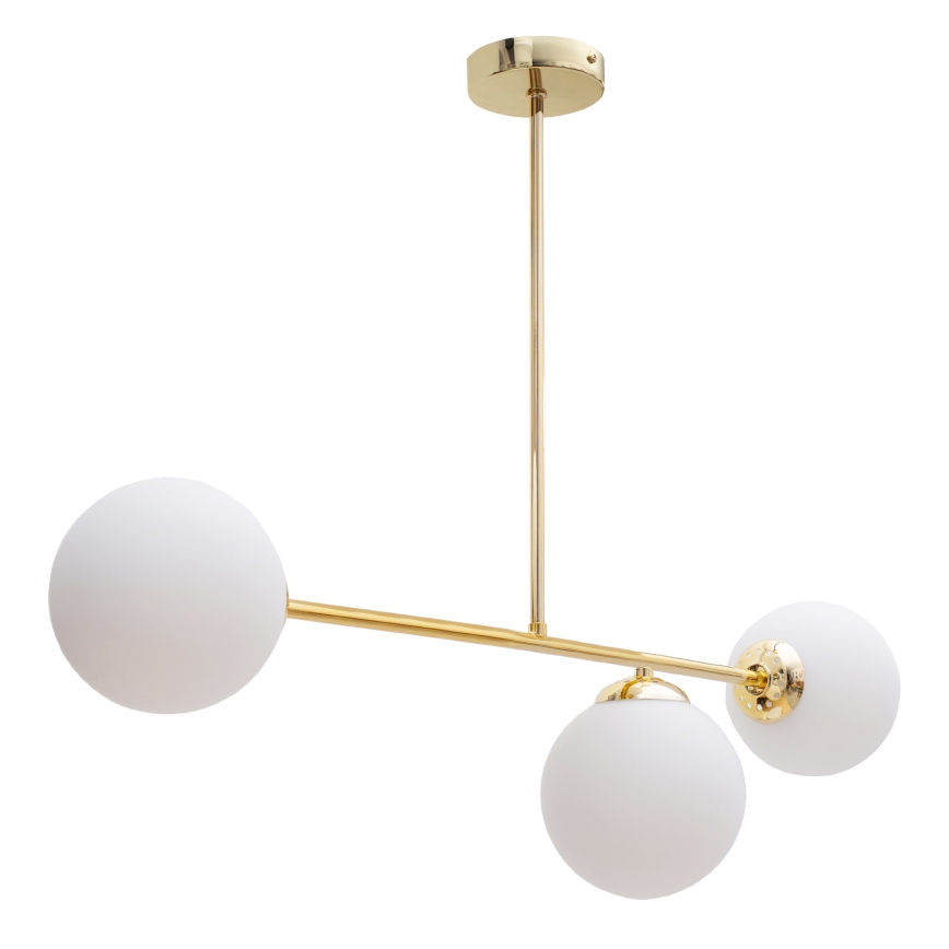 Hanglamp met vaste pendel FIRA 3xE27/60W/230V goud