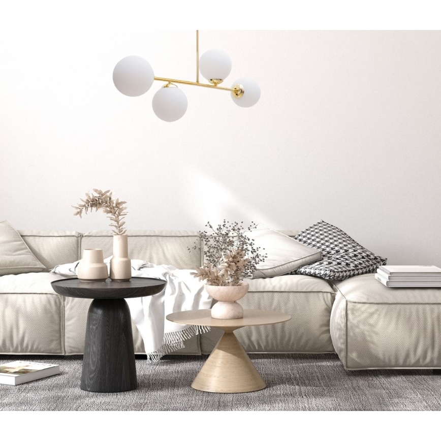 Hanglamp met vaste pendel FIRA 4xE27/60W/230V goud