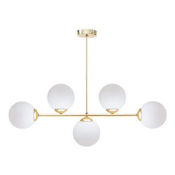 Hanglamp met vaste pendel FIRA 5xE27/60W/230V goud