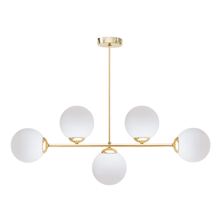 Hanglamp met vaste pendel FIRA 5xE27/60W/230V goud