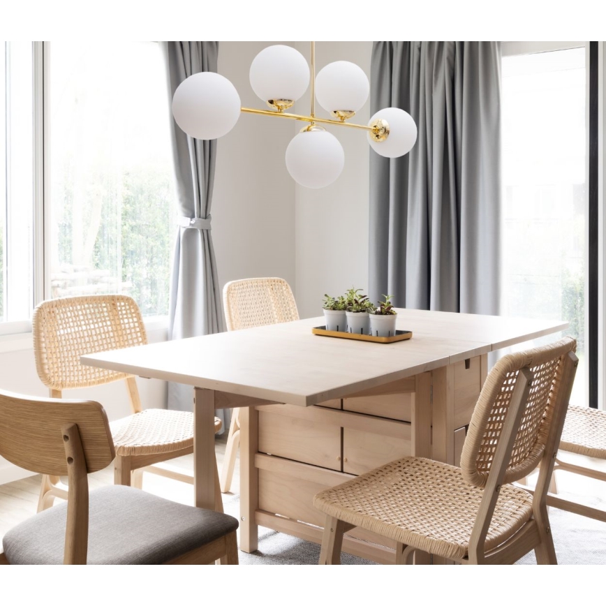 Hanglamp met vaste pendel FIRA 5xE27/60W/230V goud