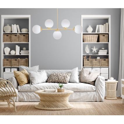 Hanglamp met vaste pendel FIRA 5xE27/60W/230V goud