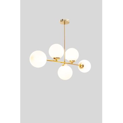 Hanglamp met vaste pendel FIRA 5xE27/60W/230V goud