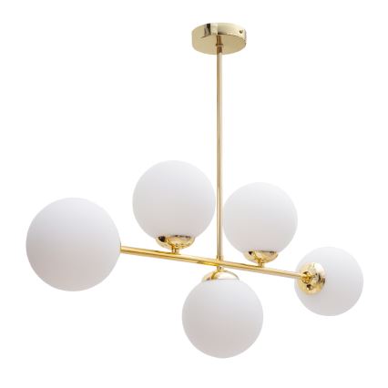 Hanglamp met vaste pendel FIRA 5xE27/60W/230V goud