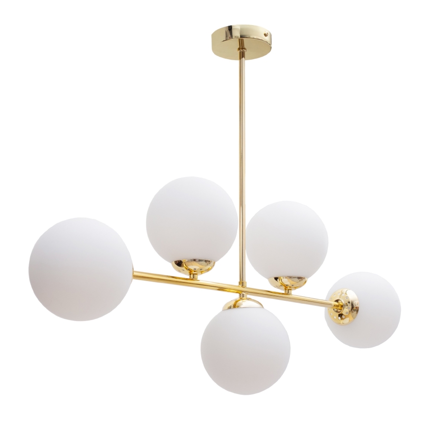 Hanglamp met vaste pendel FIRA 5xE27/60W/230V goud