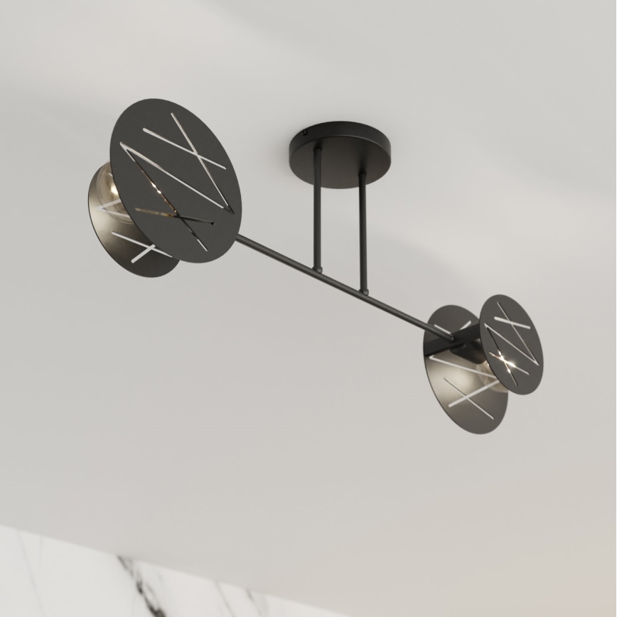 Hanglamp met vaste pendel FRICK 2xE27/15W/230V zwart