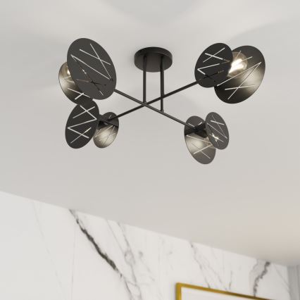 Hanglamp met vaste pendel FRICK 4xE27/15W/230V zwart
