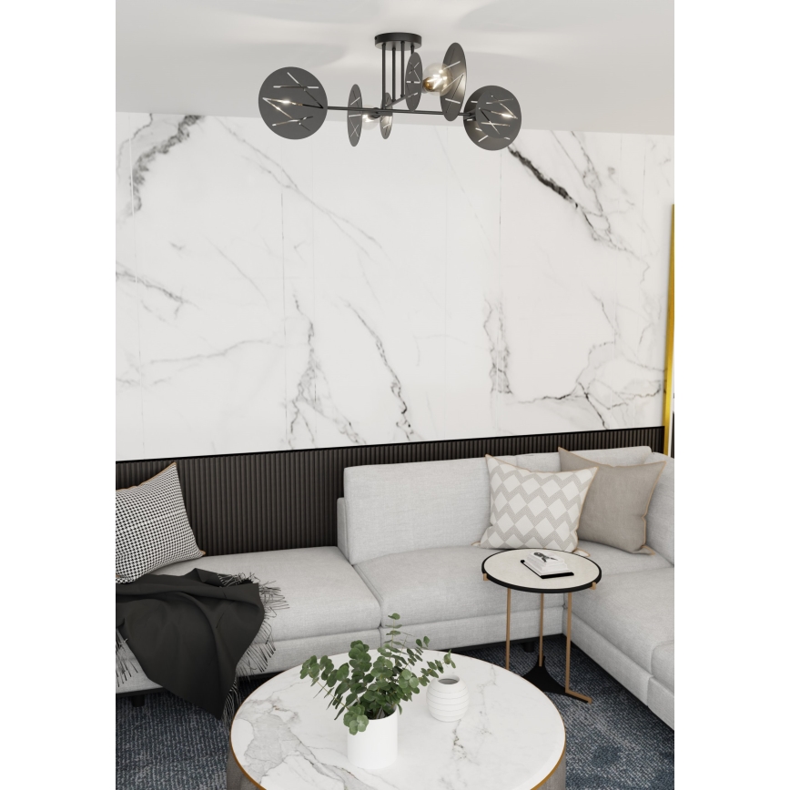 Hanglamp met vaste pendel FRICK 4xE27/15W/230V zwart