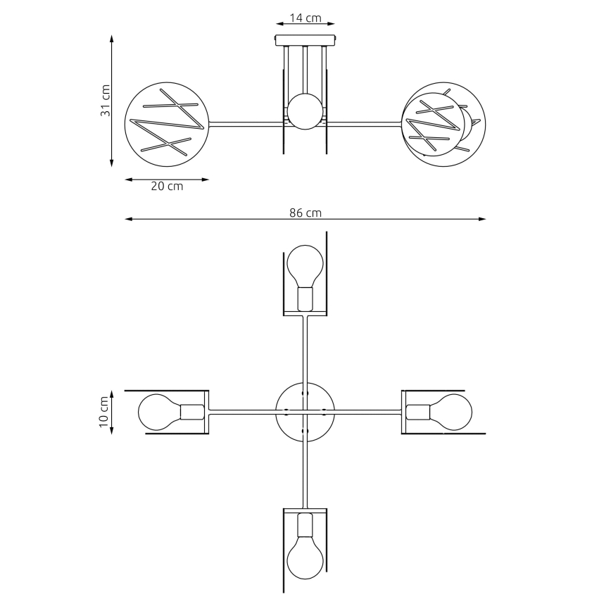 Hanglamp met vaste pendel FRICK 4xE27/15W/230V zwart