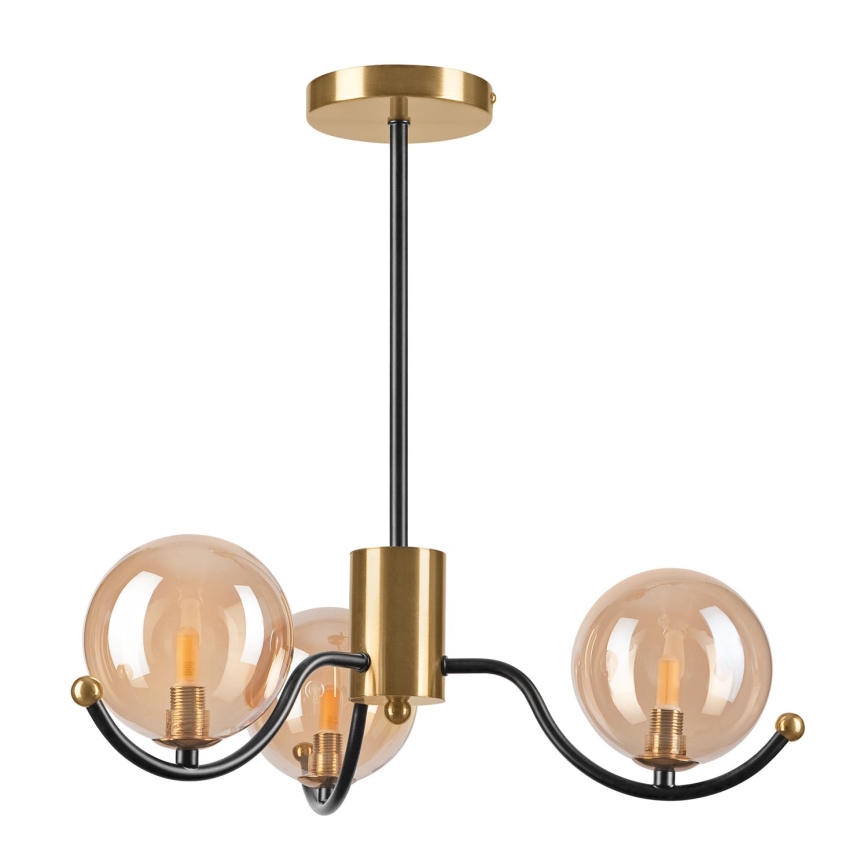 Hanglamp met vaste pendel GEORGIA 3xE14/5W/230V goud/gerookt beige