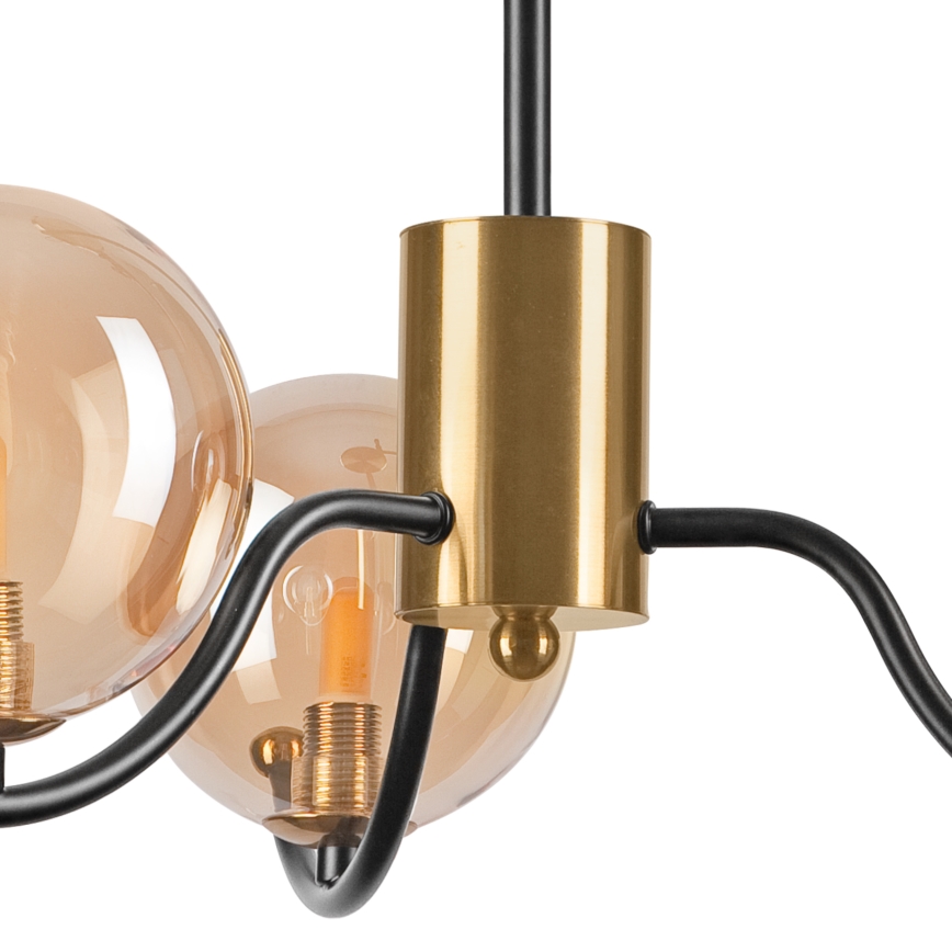 Hanglamp met vaste pendel GEORGIA 3xE14/5W/230V goud/gerookt beige
