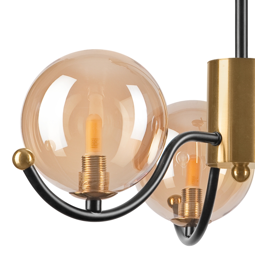 Hanglamp met vaste pendel GEORGIA 3xE14/5W/230V goud/gerookt beige