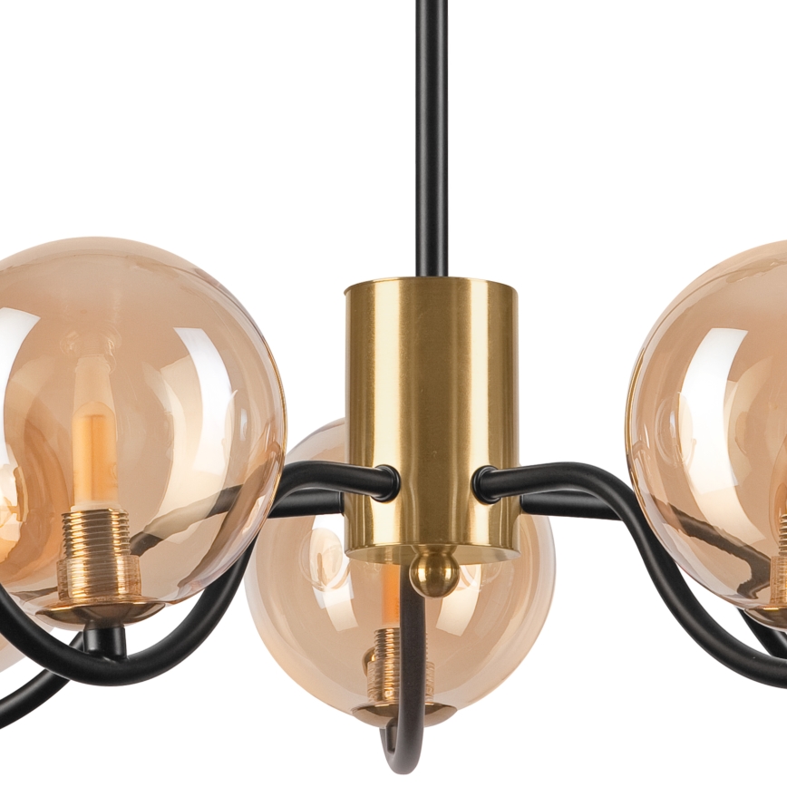 Hanglamp met vaste pendel GEORGIA 5xE14/5W/230V goud/gerookt beige