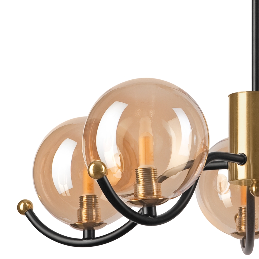 Hanglamp met vaste pendel GEORGIA 5xE14/5W/230V goud/gerookt beige