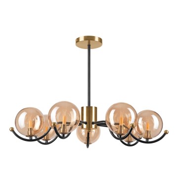 Hanglamp met vaste pendel GEORGIA 7xE14/5W/230V goud/gerookt beige