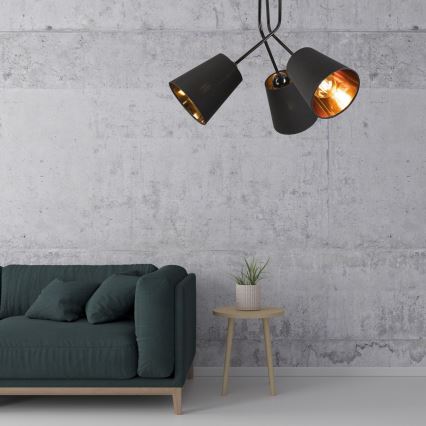 Hanglamp met vaste pendel IRMA 3xE27/15W/230V zwart