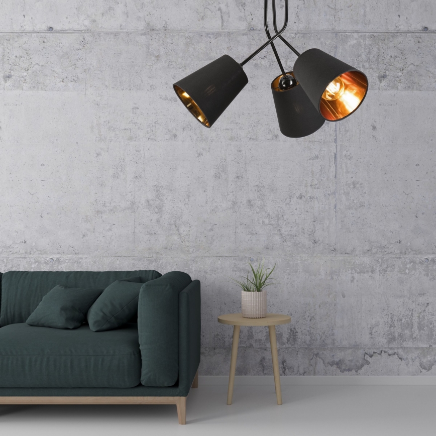 Hanglamp met vaste pendel IRMA 3xE27/15W/230V zwart