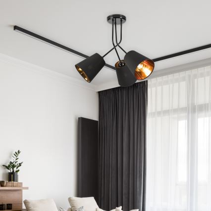 Hanglamp met vaste pendel IRMA 3xE27/15W/230V zwart