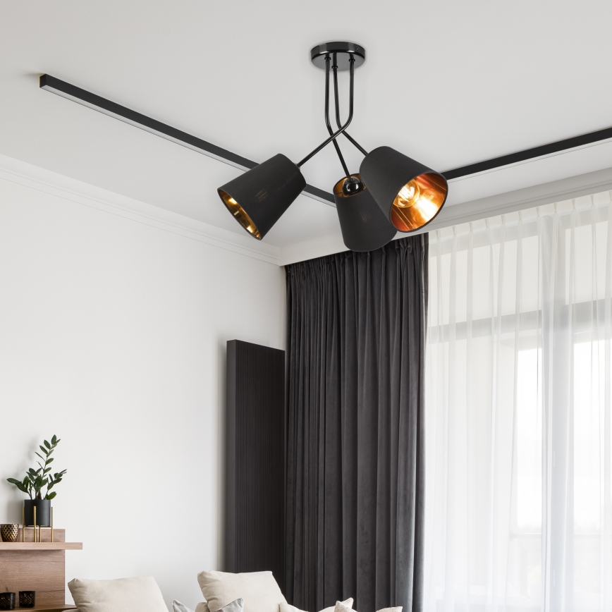 Hanglamp met vaste pendel IRMA 3xE27/15W/230V zwart