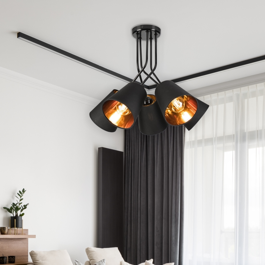 Hanglamp met vaste pendel IRMA 5xE27/60W/230V zwart