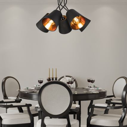 Hanglamp met vaste pendel IRMA 5xE27/60W/230V zwart