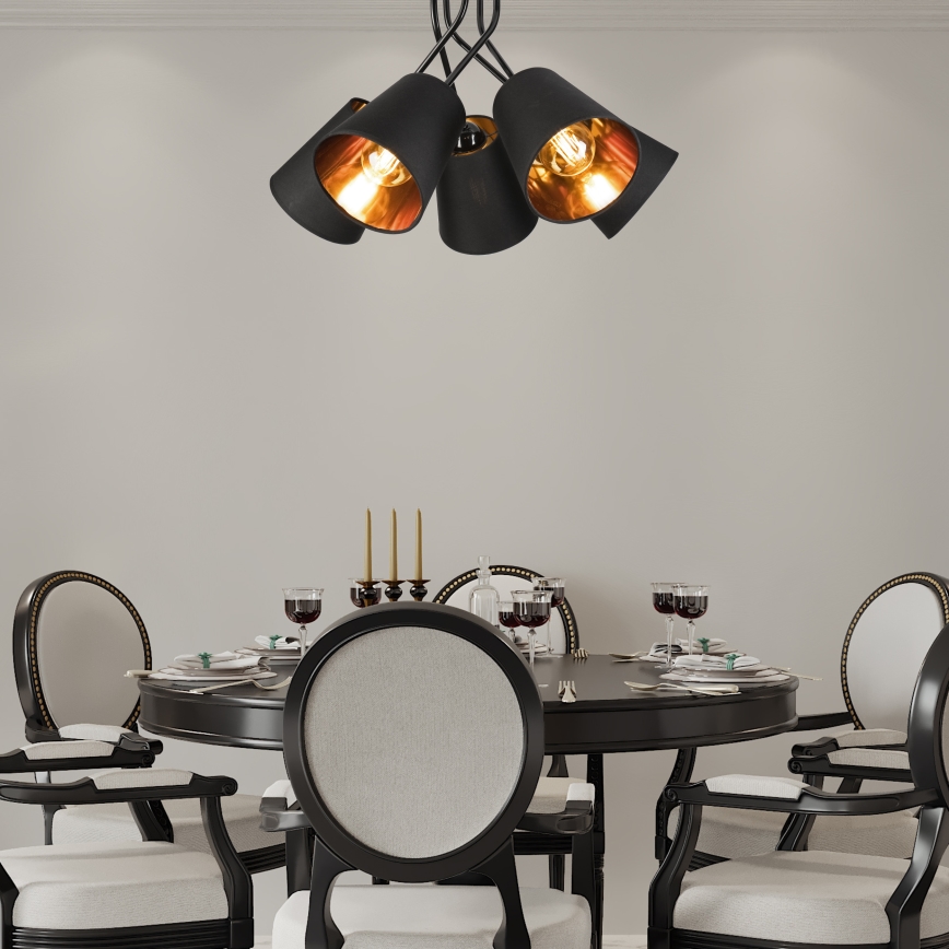 Hanglamp met vaste pendel IRMA 5xE27/60W/230V zwart
